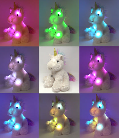 The Noodley Rainbow Unicorn Stuffed Animal with Lights, Sleep Gifts for Girls, Plush LED Light Up Toy 16 inches by The Noodley
