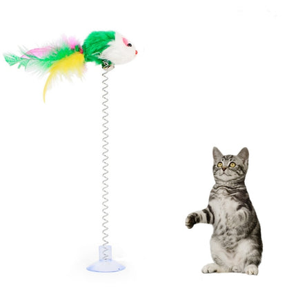 Cat Interactive Toy Stick Federstab mit kleinen Glocke Maus Käfig Spielzeug Kunststoff künstliche bunte Katze Teaser Toy Pet Supplies