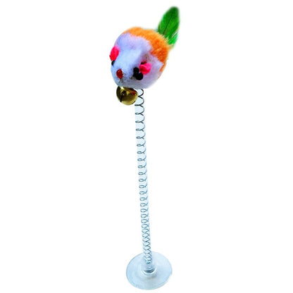 Gatto bacchetta di piuma di bastone di Toy interattiva con piccola materia plastica giocattolo di gabbia di topo di campanello provviste di animale domestico dell'attaccabrighe di gatto piene di colore artificiali Toy